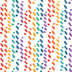 Brush lines and figures seamless pattern. Freehand stripes and shapes print. Mosaic background. Simple geometric motif. Floral ornament. Ethnic digital paper. Textile print. Trendy design. Vector art