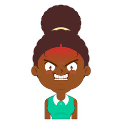 afro woman angry face cartoon cute