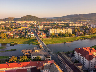 Obraz premium Aerial vIew by drone. Summer. Mukachevo. Zakarpattia Ukraine