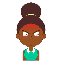 afro woman angry face cartoon cute