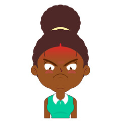 afro woman angry face cartoon cute