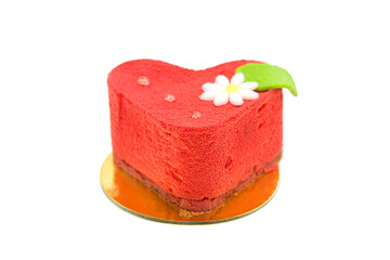 Tasty heart shaped cake isolated on white background. Symbol of love. Organic sweets.