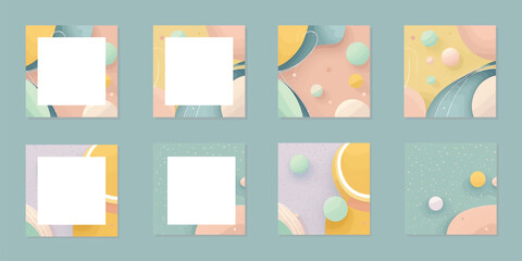 Social media branding for your post feed. Set of beautiful designs to make your social media stand out. Place your own images and text on the background layout, seamless templates, vector.