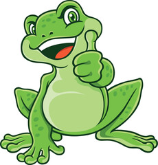 Frog Character with Smile and Thumbs Up