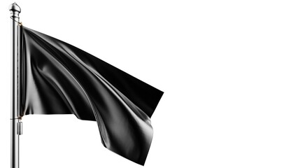 Beautiful waving metallic black Flag. 3D illustration. 3D CG. High resolution. 3D high quality rendering.