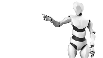 Detailed appearance of the gold-black AI robot under white background. Concept 3D CG of automatic operation, optimization and block chain. PNG file format.