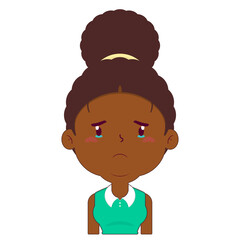 afro woman crying and scared face cartoon cute