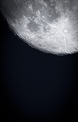 Tycho crater surrounded by smaller meteor craters. Vertical image of the craters on the moon...
