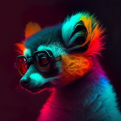 Lemur, cool, glowing, hip, funky