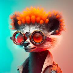 Lemur, cool, glowing, hip, funky