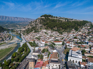 Above antique town Berat, Albania