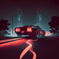 Street , racer, car, speed, lights, night