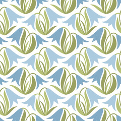 Seamless pattern with decorative doodle flowers, textile surface design, vector illustration