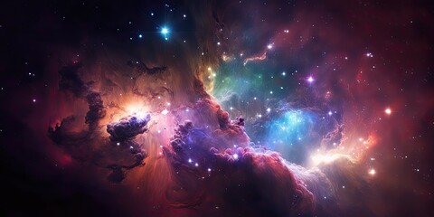 Colorful space galaxy nebula. Stary night cosmos. Universe science astronomy. Supernova background wallpaper - obrazy, fototapety, plakaty