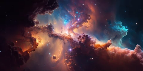 Foto op Plexiglas Colorful space galaxy cloud nebula. Stary night cosmos. Universe science astronomy. Supernova background wallpaper © Fox Ave Designs