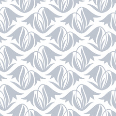 Seamless pattern with decorative doodle flowers, textile surface design, vector illustration