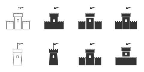 Fotobehang Castle icon set. Vector illustration. © Burbuzin