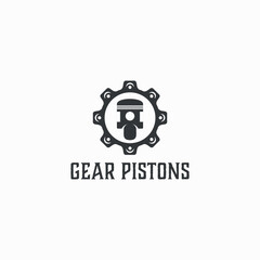 motorcycle repair logo design, with motorcycle concept
 and pistons inside