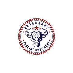 vintage bull logo design inspiration, vector eps 10