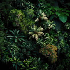 Extensive tropical Amazon rainforest with a view from above. Generative Ai