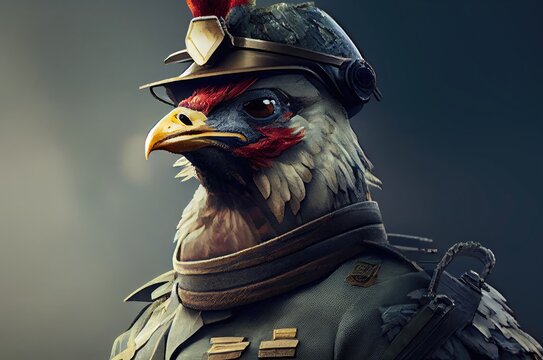 Military Chicken Military General Profile Generative AI