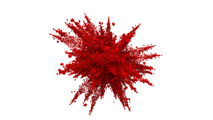 Explosion of red holi powder on a transparent background