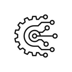 Digital technology gear icon concept isolated on white background. Vector illustration