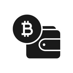 Bitcoin wallet flat icon isolated on white background. Vector illustration