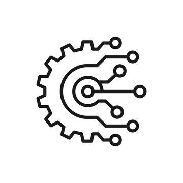 Digital Technology Gear Icon Concept Isolated On White Background. Vector Illustration