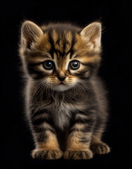 Fototapeta na wymiar Adorable Realistic Kitten. Fluffy Cute Cat. Logo, Image, Animal. Generative AI