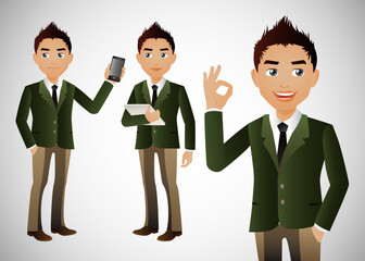 Office worker with different poses