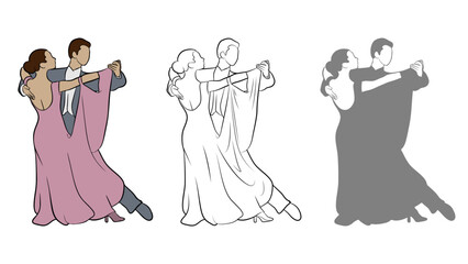 Dancers in Ballroom Design Set.