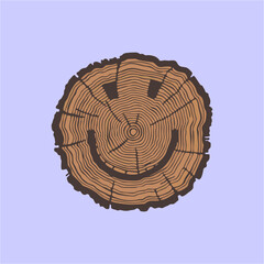 illustration smile wood with brown color 