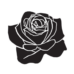 Black rose simple icon. Vector illustration isolated on transparent background