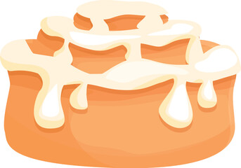 Healthy cinnamon roll bun icon cartoon vector. Pastry food. Sweet bakery