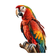 Obraz premium red macaw parrot on a transparent background png isolated Generative Ai