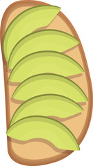 Avocado slice toast icon cartoon vector. Bread food. Egg meal