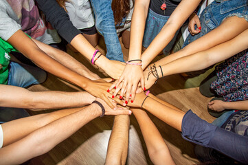 Group of boys united in friendship