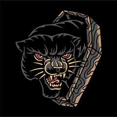 Illustration Cat black Panther Head come from Death free vector