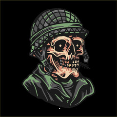 Illustrator Skull Soldier with War helmet and use Army free vector
