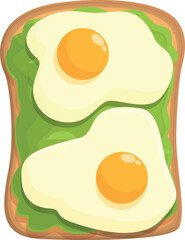 Egg avocado toast icon cartoon vector. Wheat food. Meal whole