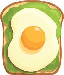 Whole egg avocado toast icon cartoon vector. Vegetarian bread. Food lunch