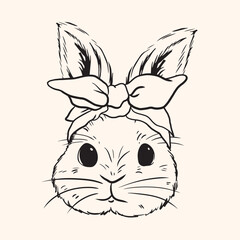 Black and white rabbit vector