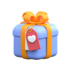 3d rendering GIFT BOX WITH TAG valentine icon
