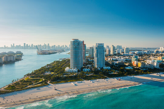 North Miami Beach Sunny Isles Beach Aerial Photo. Miami beach. Panoramic view of the downtown Miami skyline, Florida, USA. 