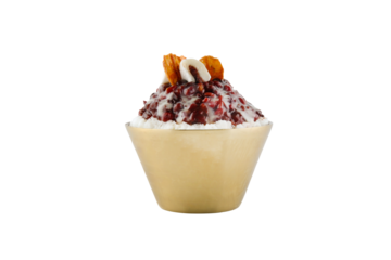 Patbingsu, a traditional Korean dessert with a white background.