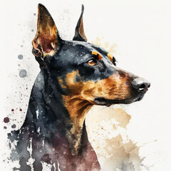 Watercolor painting of a dog, made with generative AI