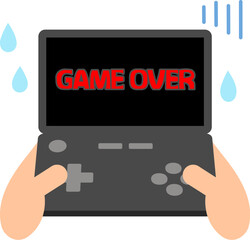 GAME OVERの文字が表示されたゲーム機