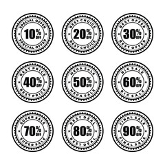 Set of discount badges template