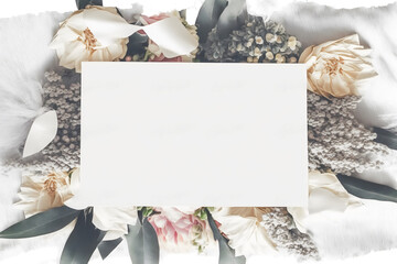 Gorgeous Wedding Banner with Decorative Touches, White Background, Generative AI